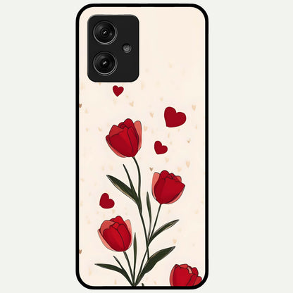  Tulip With Heart Glass Case For Moto G54 back cover – full design glossy printed glass finish