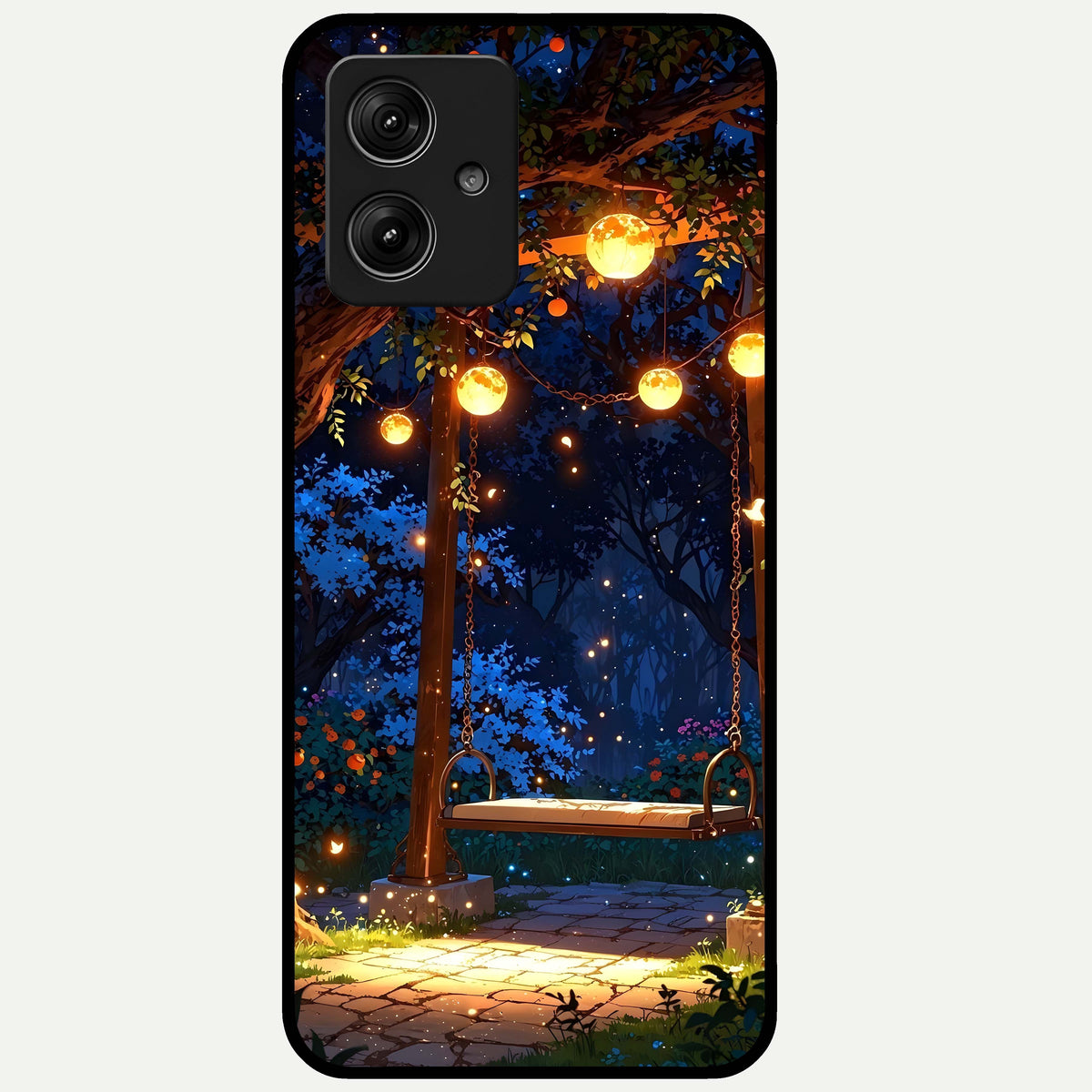  Twilight Garden Swing Glass Case For Moto G54 back cover – full design glossy printed glass finish