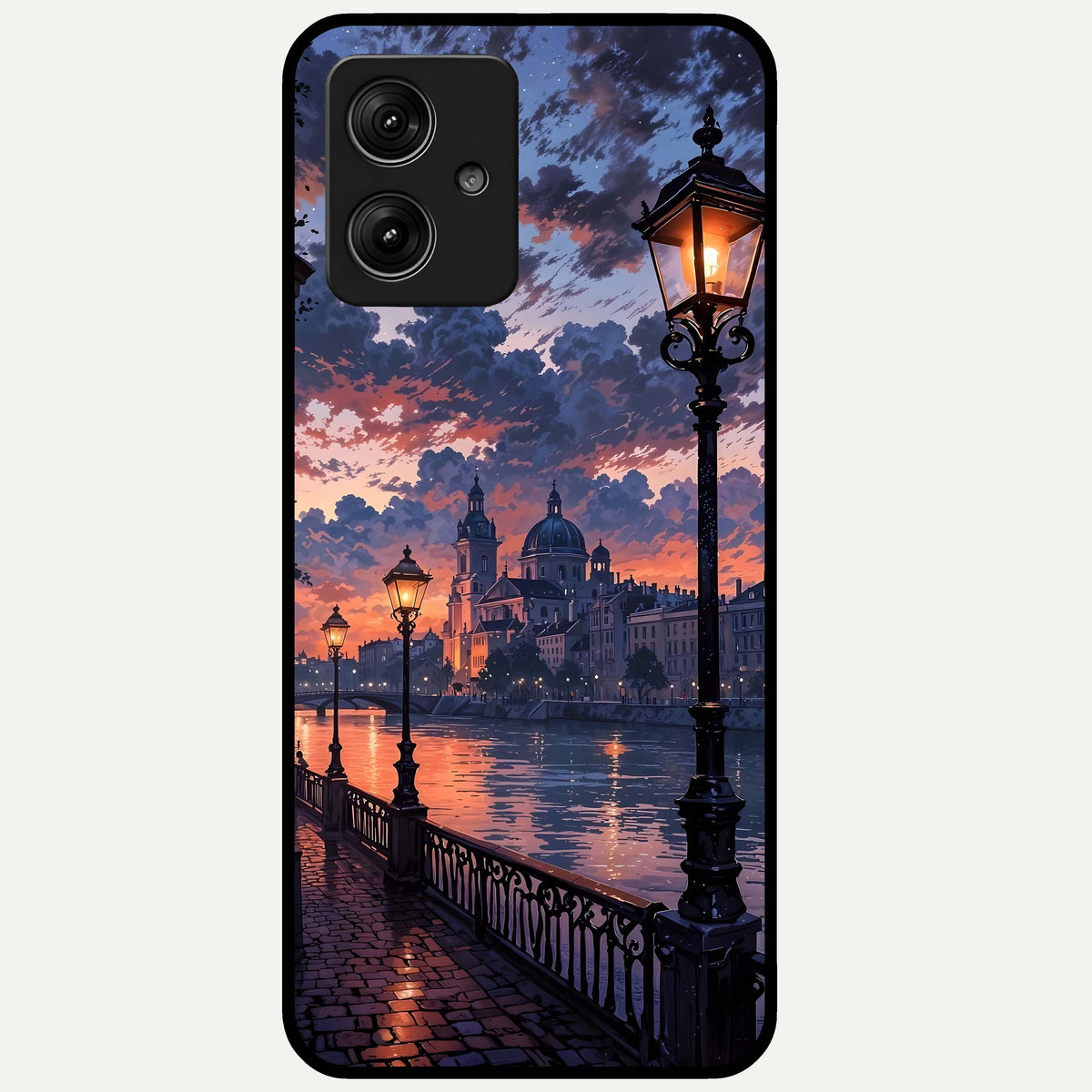  Twilight River Lights Glass Case For Moto G54 back cover – full design glossy printed glass finish