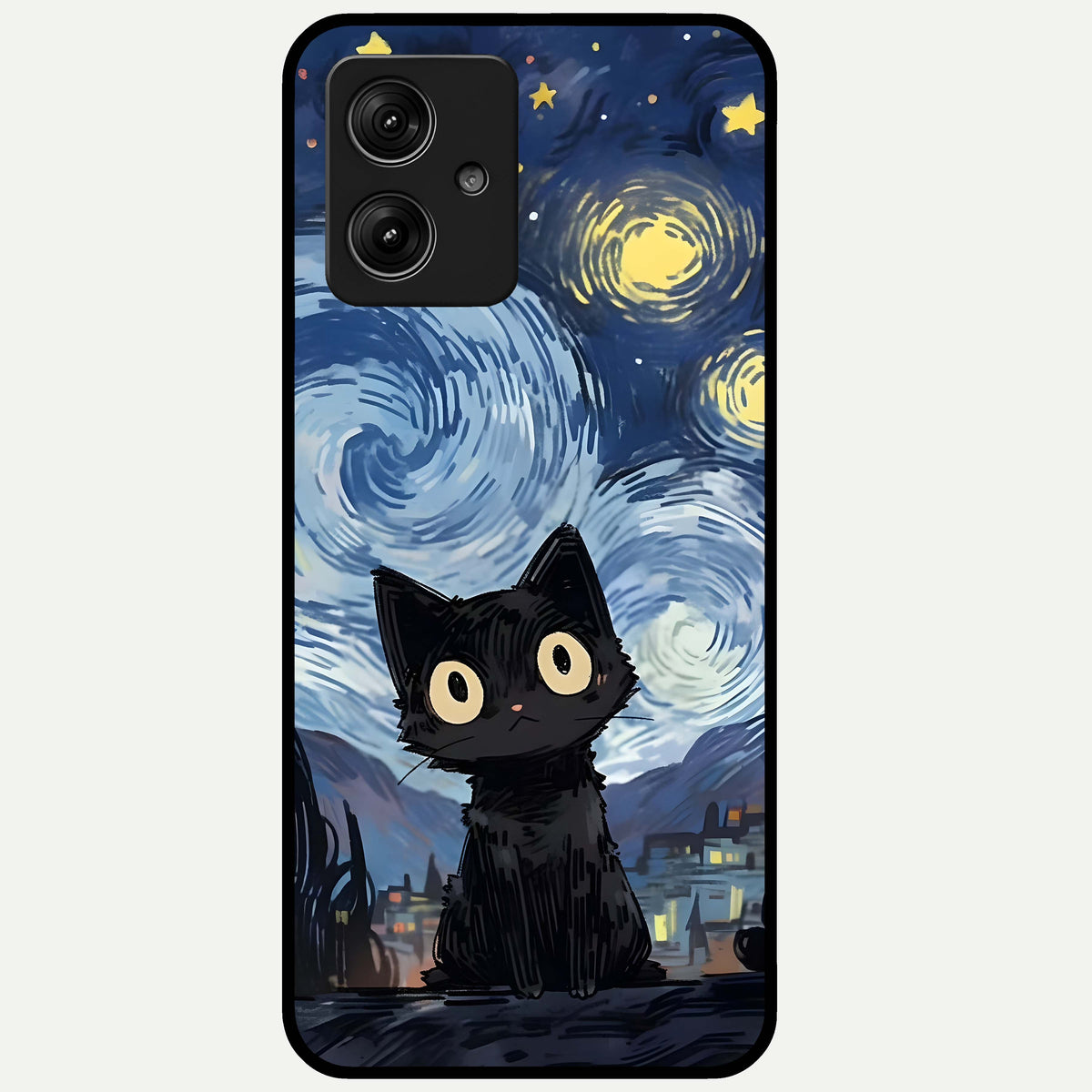  Van Gogh Cat Glass Case For Moto G54 back cover – full design glossy printed glass finish