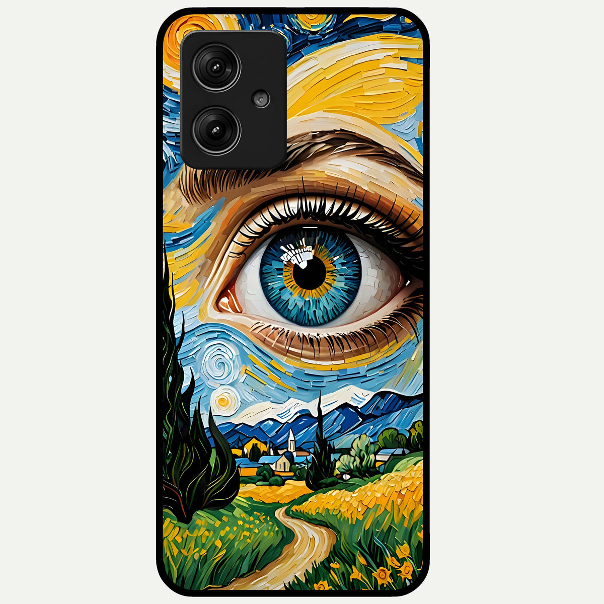  Van Gogh Eye Glass Case For Moto G54 back cover – full design glossy printed glass finish