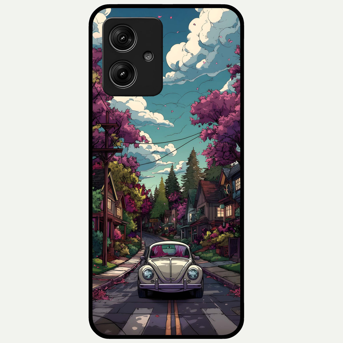  Vintage Street Drive Glass Case For Moto G54 back cover – full design glossy printed glass finish