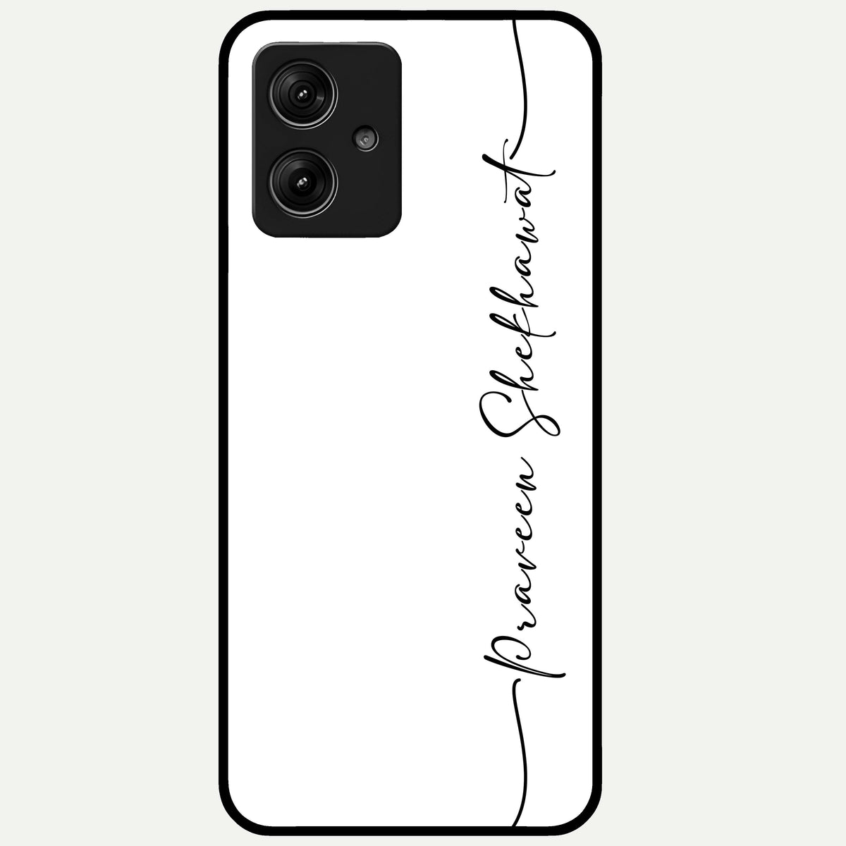  White Tune Custom Name Glass Case For Moto G54 back cover – personalized glossy printed glass finish