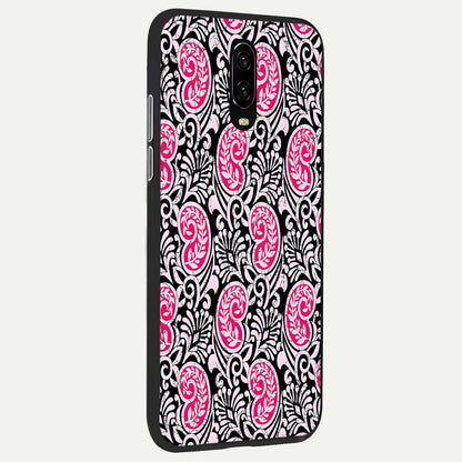 Crimson Paisley Charm Glass Case showing full back design in clean flat view with ornate paisley patterns and glossy glass finish.