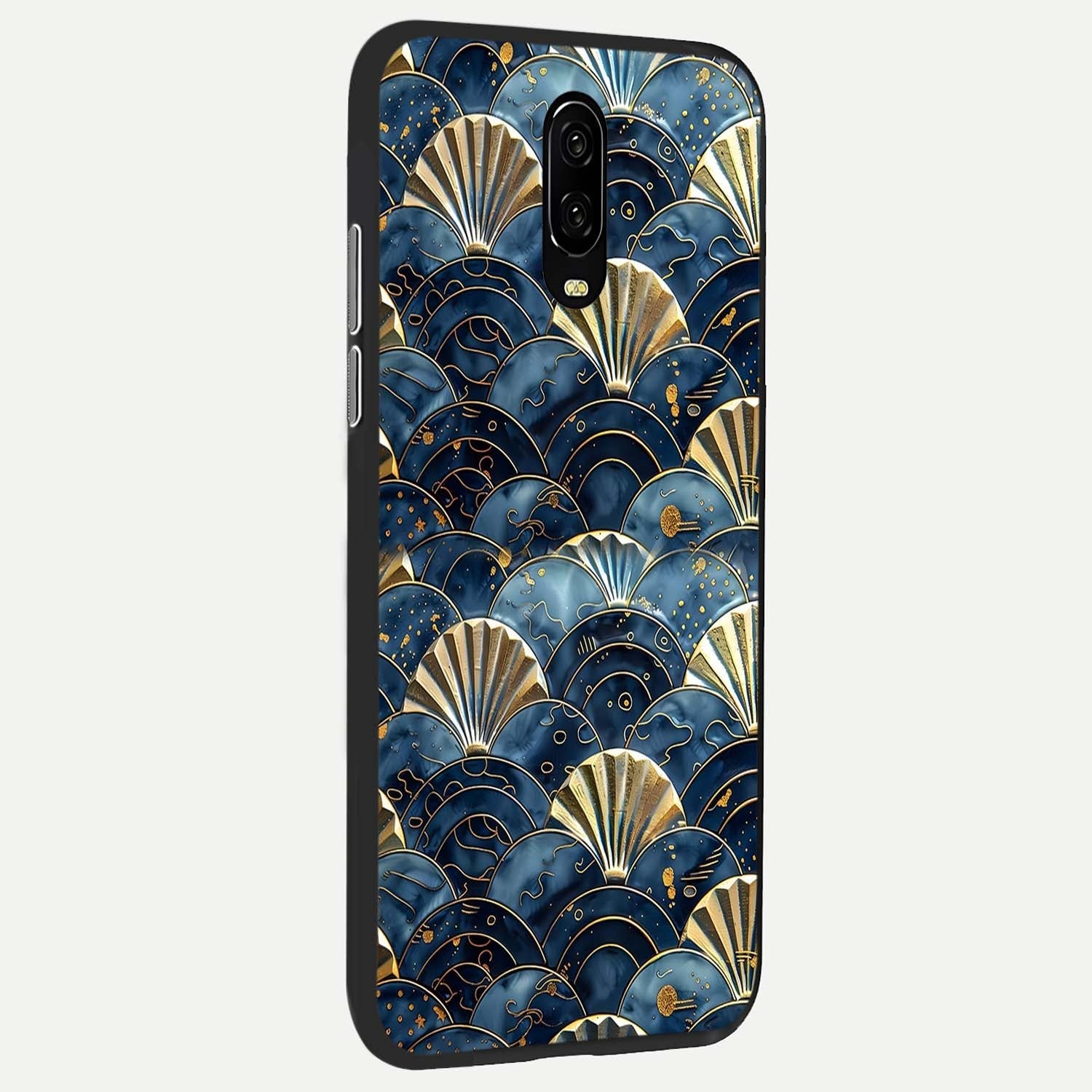 Golden Wave Luxe Glass Case showing full back design in clean flat view with flowing luxury wave patterns and glossy glass finish.