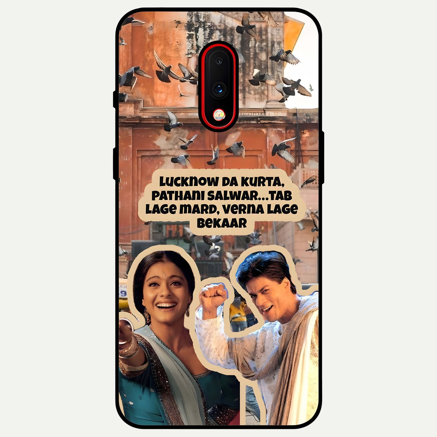 Desi Retro Vibes Glass Case captured at a warm angle highlighting nostalgic tones, gloss, and edge clarity.