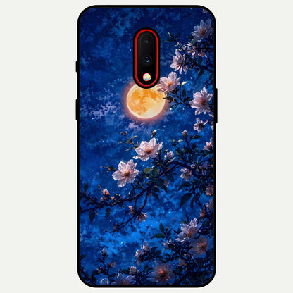 Moonlit Blossoms Night Glass Case captured at a warm angle highlighting deep night contrast, gloss, and edge clarity.