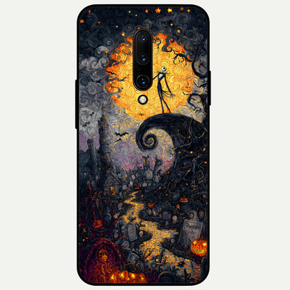 Pumpkin Moon Night Glass Case captured at a warm angle highlighting spooky night tones, gloss, and edge clarity.