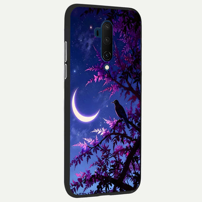 Crow & Moon Scenery Glass Case showing full back design in clean flat view with crow and moon scenery and glossy glass finish.