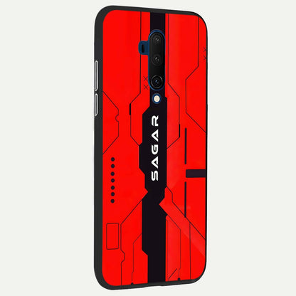 Voltage Rise CYBERPUNK Custom Name Glass Case showing full back design in clean flat view with high-voltage cyberpunk visuals and glossy glass finish.
