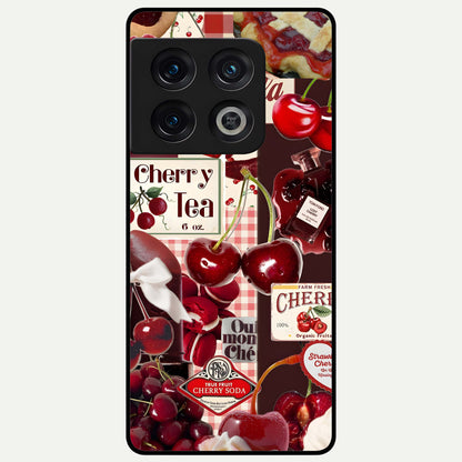  Aesthetic Cherry Tea Glass Case For OnePlus 10 Pro back cover – full design glossy printed glass finish