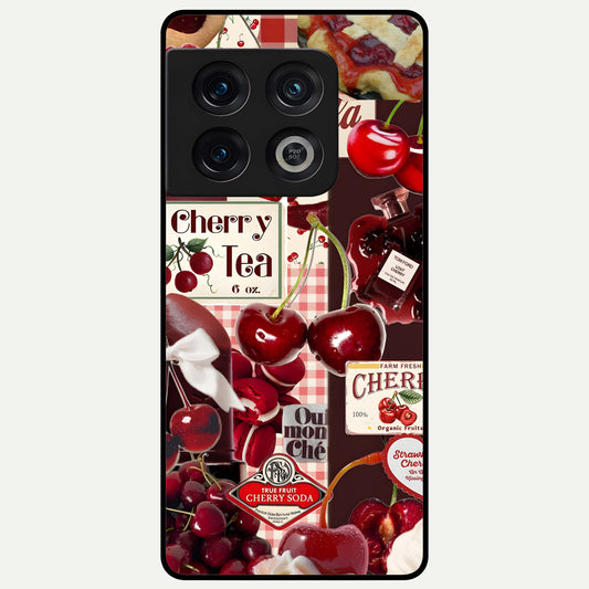  Aesthetic Cherry Tea Glass Case For OnePlus 10 Pro back cover – full design glossy printed glass finish