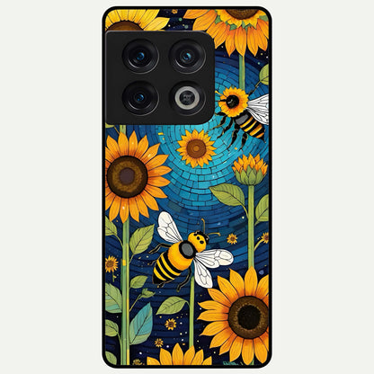  Bees And Sunflowers Glass Case For OnePlus 10 Pro back cover – full design glossy printed glass finish