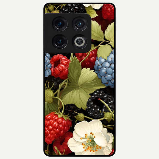  Berry Bloom Charm Glass Case For OnePlus 10 Pro back cover – full design glossy printed glass finish