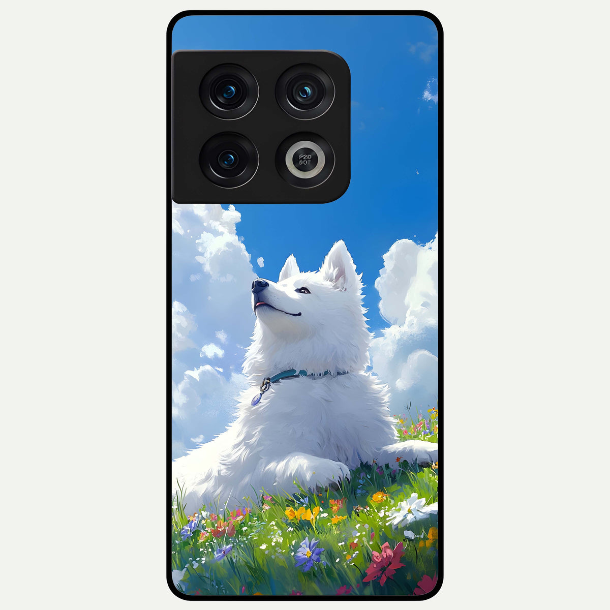  Blissful Cloud Pup Glass Case For OnePlus 10 Pro back cover – full design glossy printed glass finish