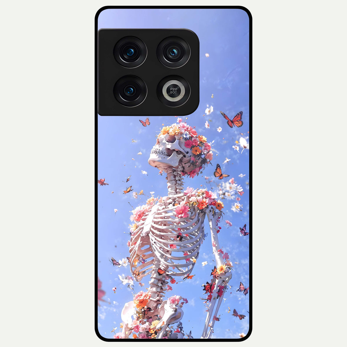  Bloom Beyond Bones Glass Case For OnePlus 10 Pro back cover – full design glossy printed glass finish