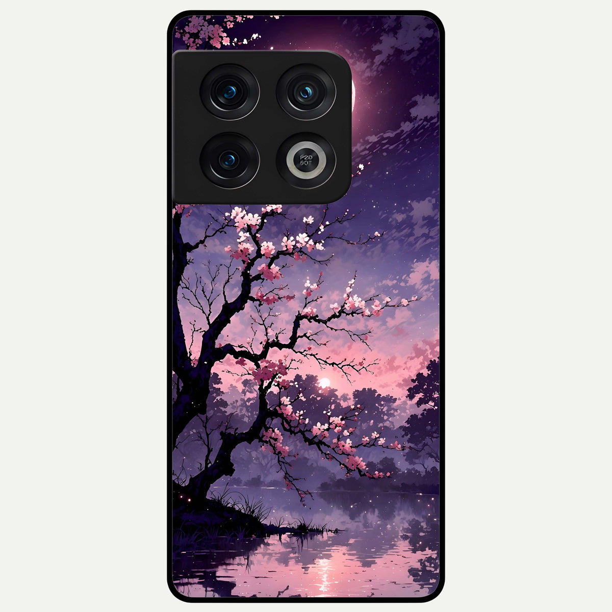  Blossom Pink Moon Glass Case For OnePlus 10 Pro back cover – full design glossy printed glass finish