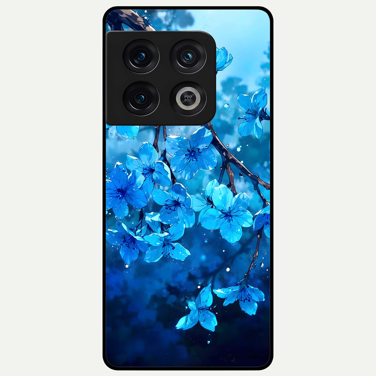  Blue Blossoms Branch Glass Case For OnePlus 10 Pro back cover – full design glossy printed glass finish