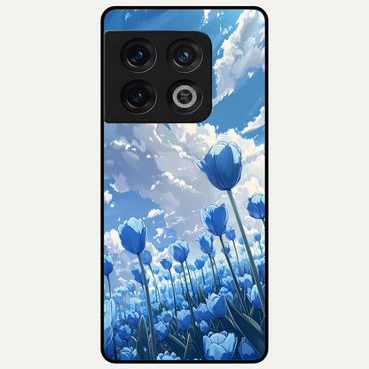 Blue Tulip Clouds Glass Case For OnePlus 10 Pro back cover – full design glossy printed glass finish