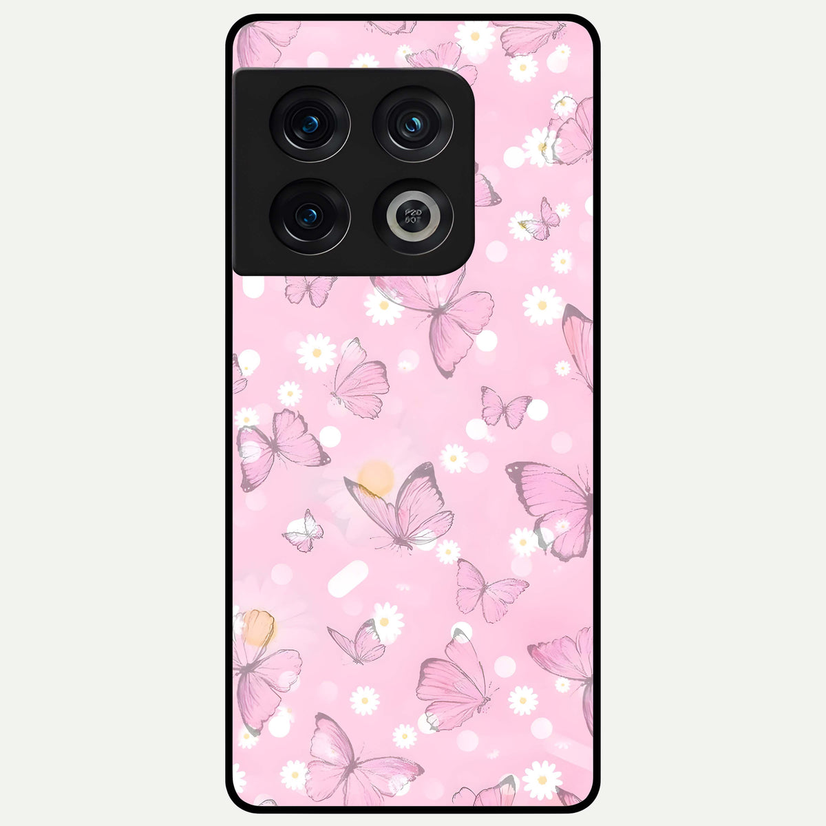  Blush Butterfly Garden Glass Case For OnePlus 10 Pro back cover – full design glossy printed glass finish