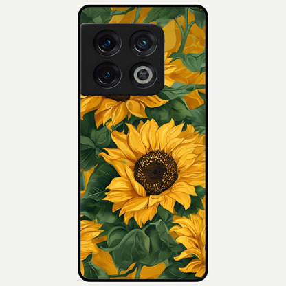  Bright Sunflower Bloom Glass Case For OnePlus 10 Pro back cover – full design glossy printed glass finish