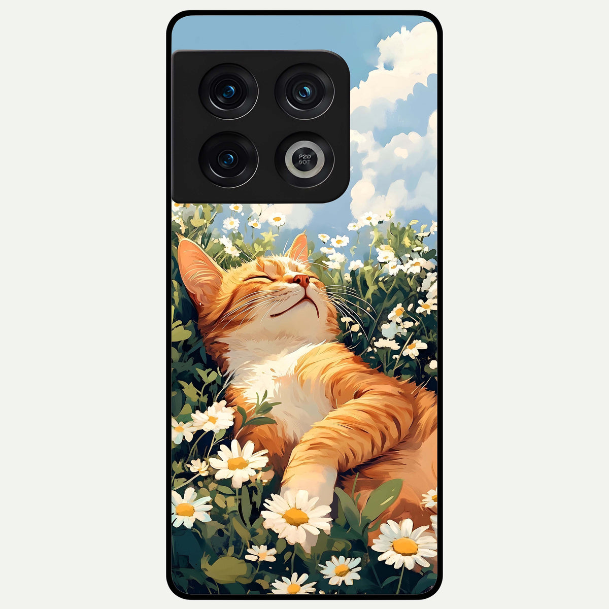  Cat And Flowers View Glass Case For OnePlus 10 Pro back cover – full design glossy printed glass finish