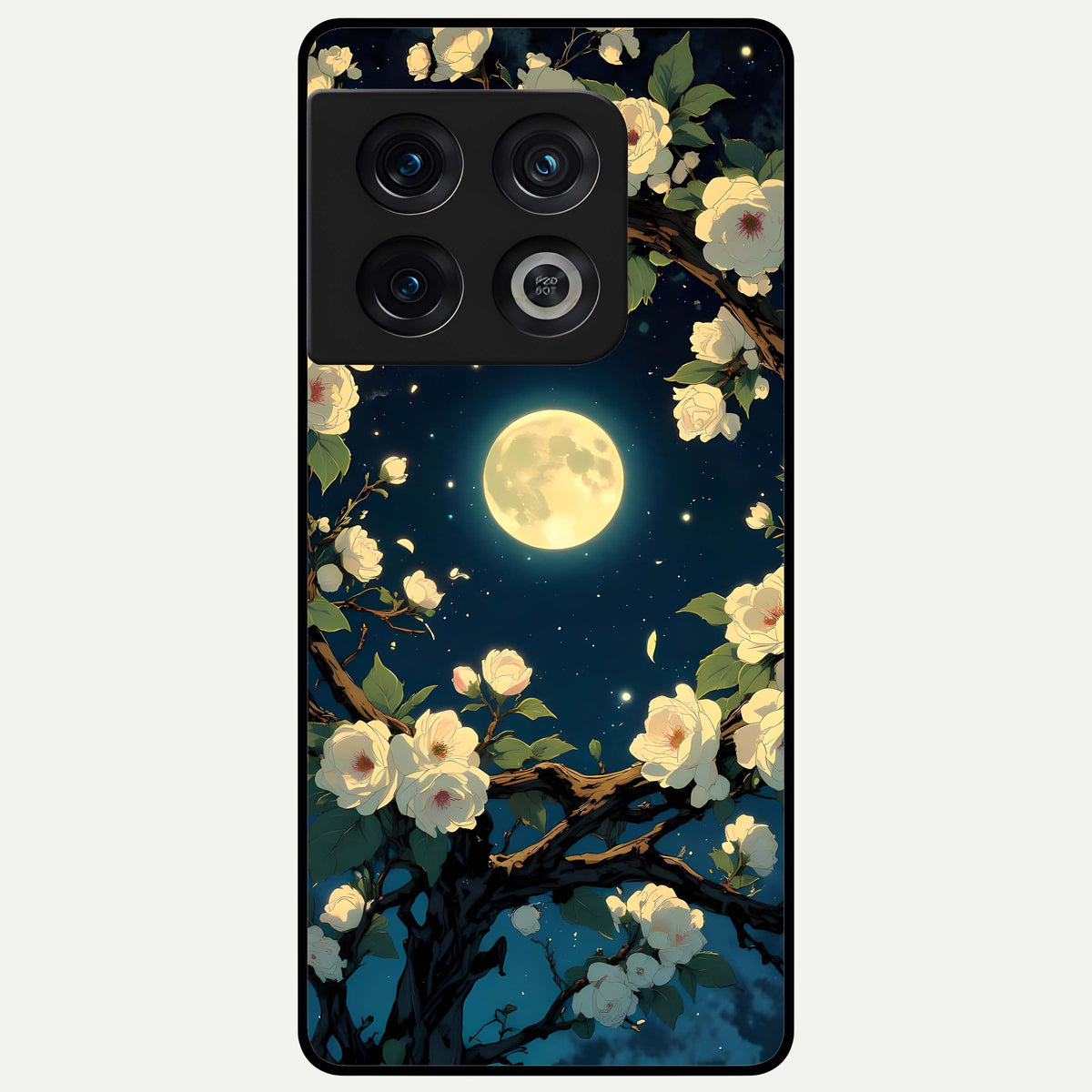 Celestial Moon And Flower Glass Case For OnePlus 10 Pro back cover – full design glossy printed glass finish