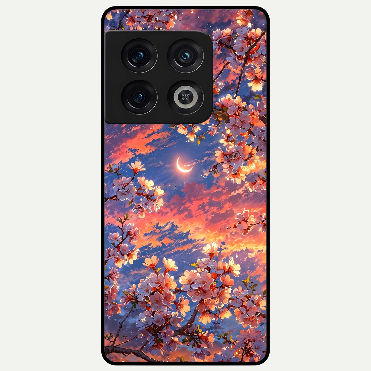  Celestial Sakura Sunset Glass Case For OnePlus 10 Pro back cover – full design glossy printed glass finish