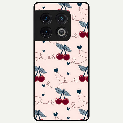  Cherry Heart Line Glass Case For OnePlus 10 Pro back cover – full design glossy printed glass finish