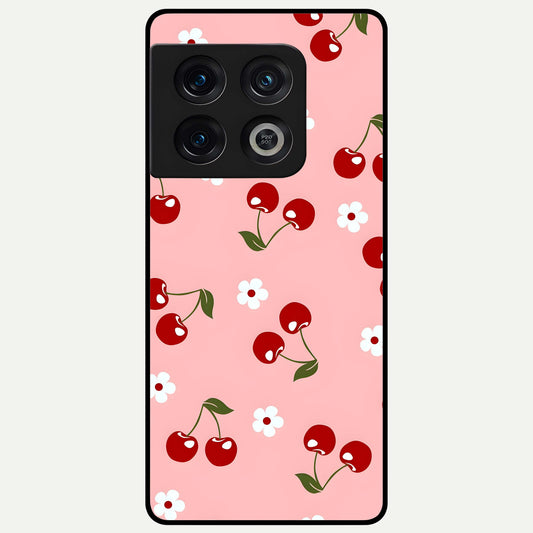  Cherry Love Mood Glass Case For OnePlus 10 Pro back cover – full design glossy printed glass finish