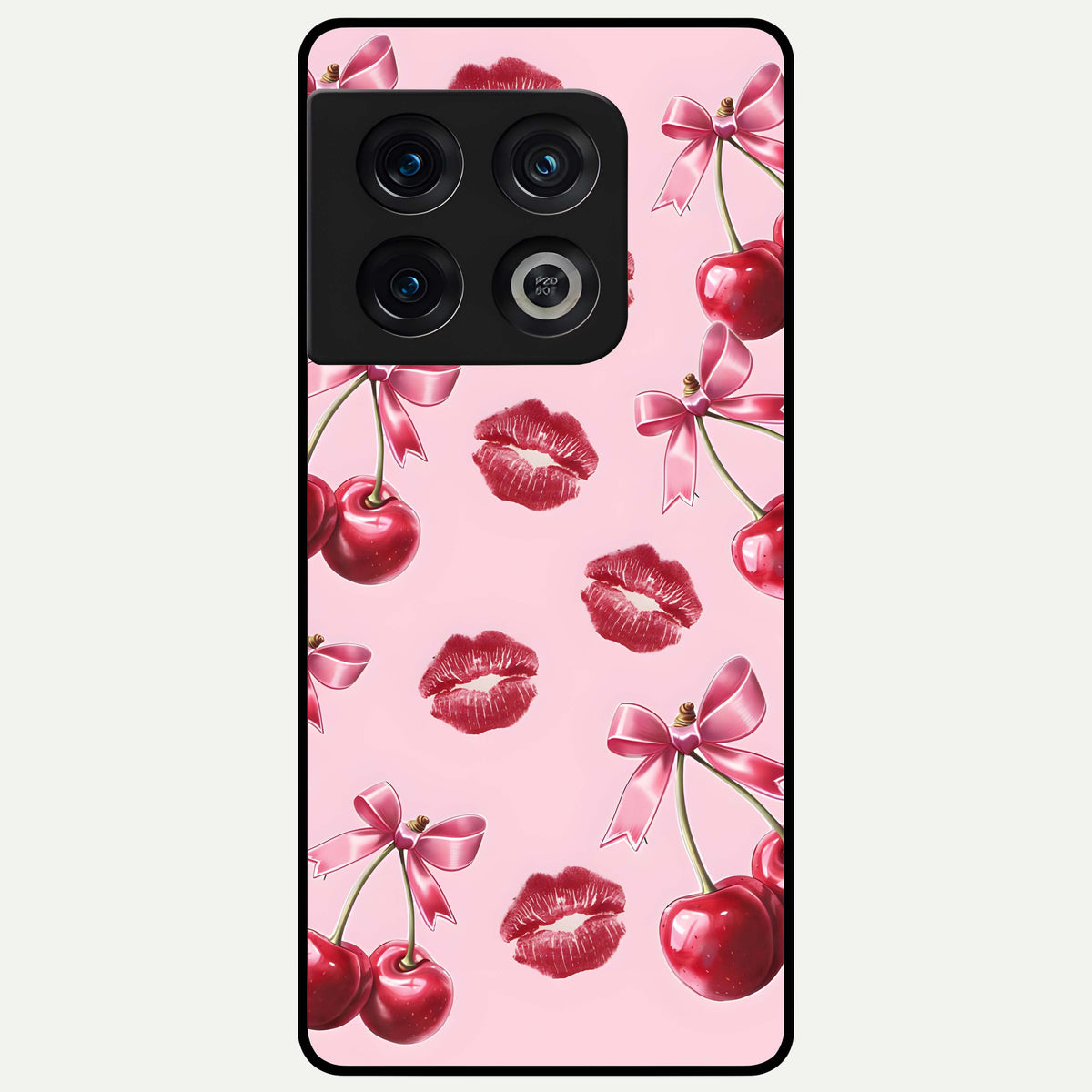  Cherry With Lips Glass Case For OnePlus 10 Pro back cover – full design glossy printed glass finish