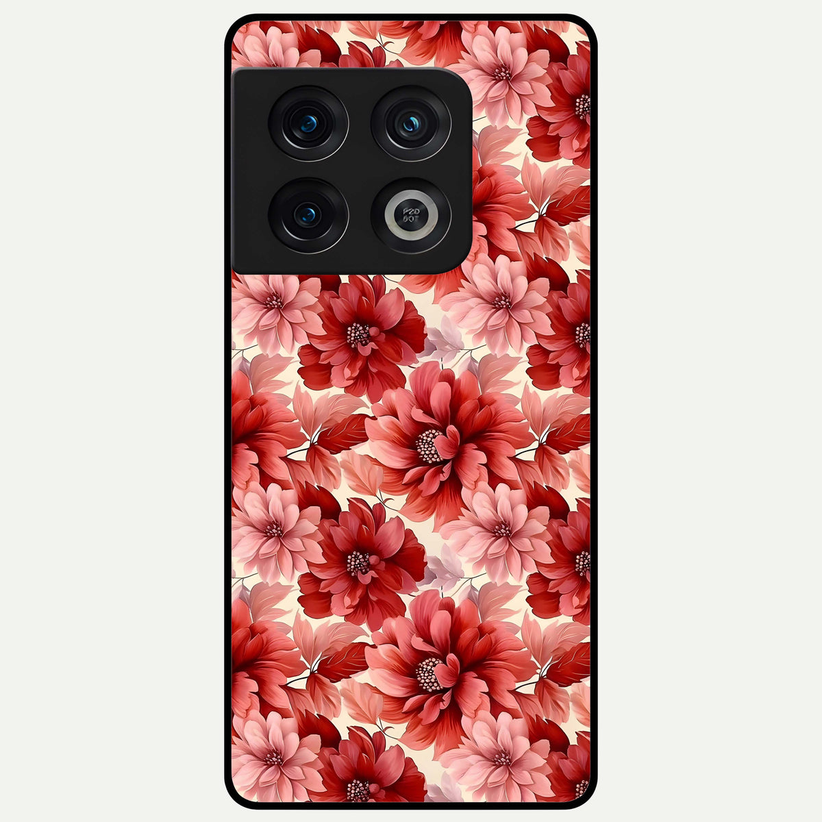  Crimson Love Petals Glass Case For OnePlus 10 Pro back cover – full design glossy printed glass finish