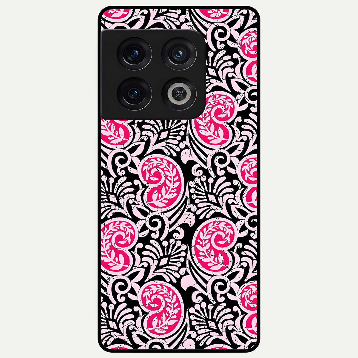  Crimson Paisley Charm Glass Case For OnePlus 10 Pro back cover – full design glossy printed glass finish