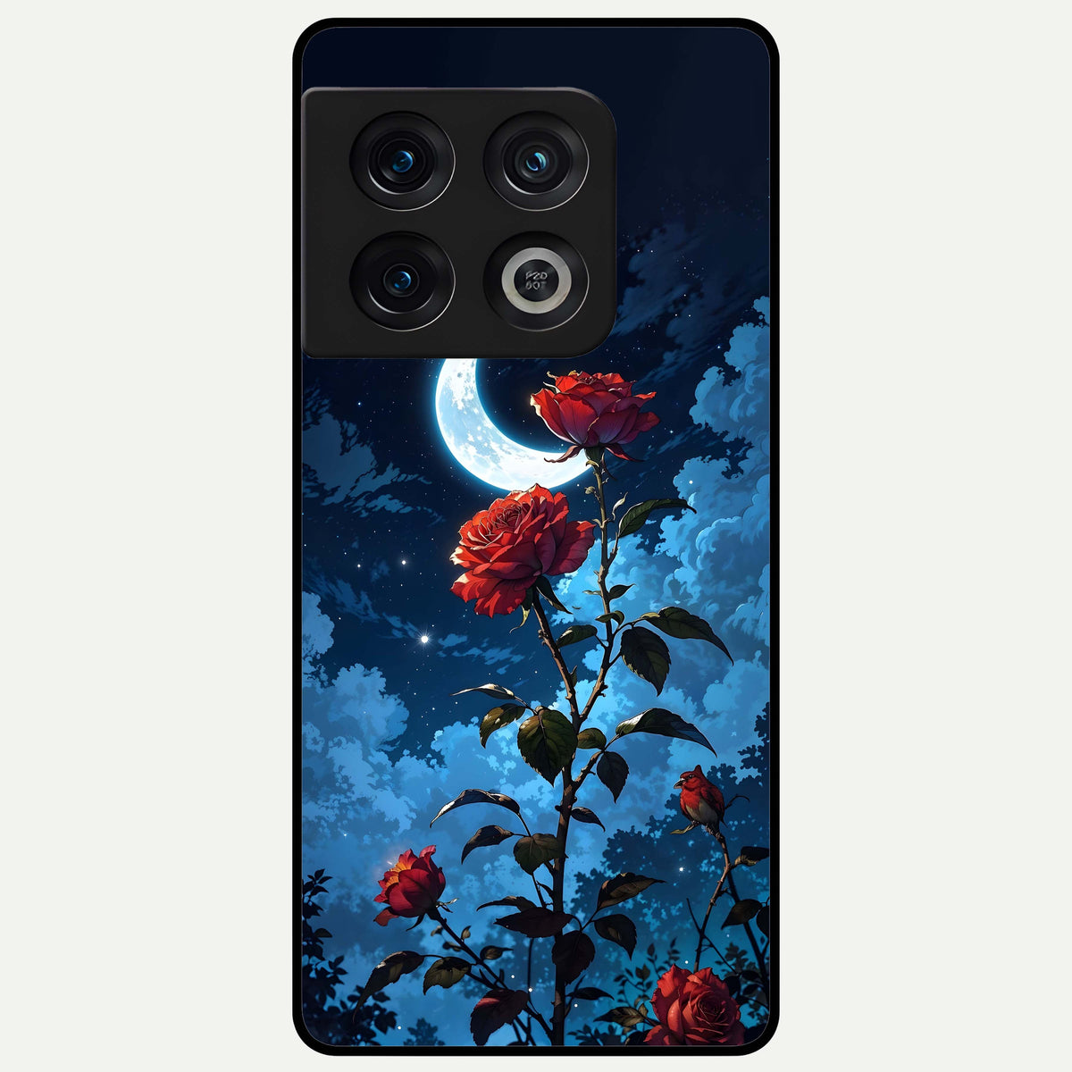  Crimson Rose Moon Glass Case For OnePlus 10 Pro back cover – full design glossy printed glass finish