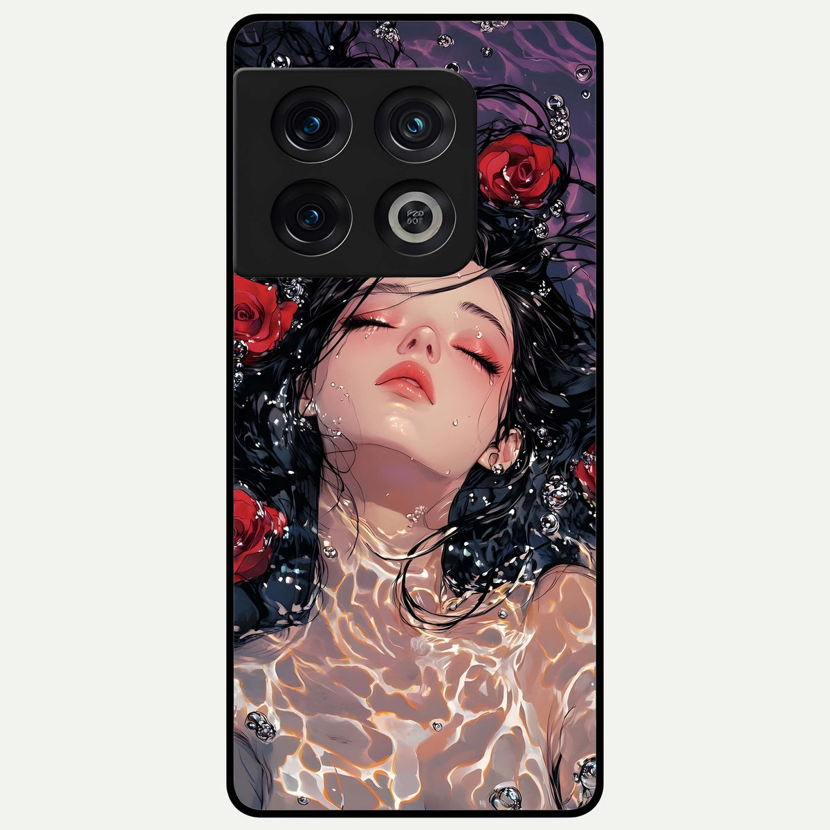  Crimson Rose Serenity Glass Case For OnePlus 10 Pro back cover – full design glossy printed glass finish