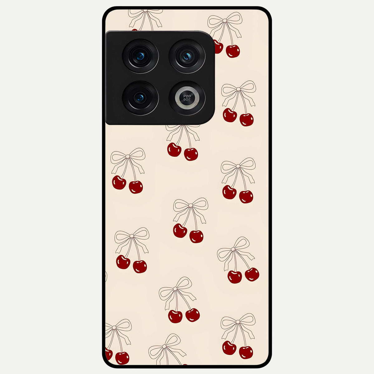  Cute Cherry Pattern Glass Case For OnePlus 10 Pro back cover – full design glossy printed glass finish