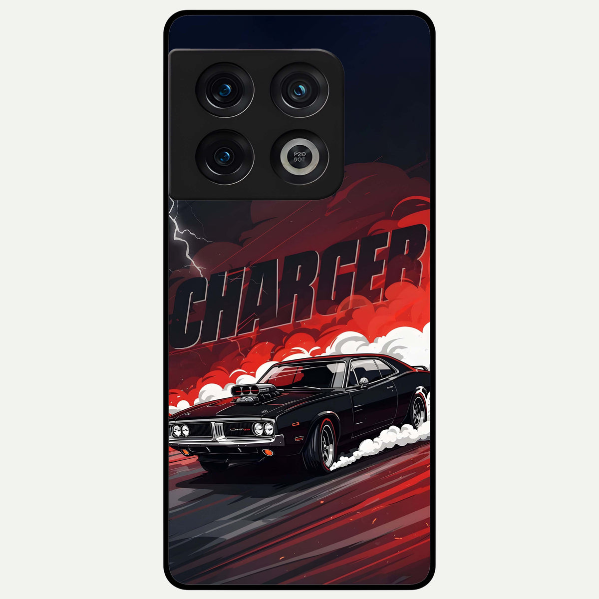  Dark Charger Fury Glass Case For OnePlus 10 Pro back cover – full design glossy printed glass finish