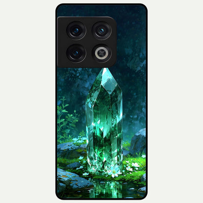  Emerald Light Crystal Glass Case For OnePlus 10 Pro back cover – full design glossy printed glass finish