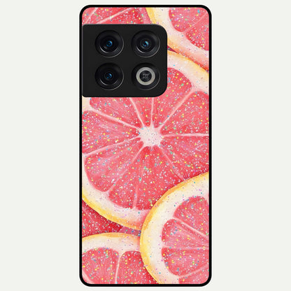  Glitter Grapefruit Glass Case For OnePlus 10 Pro back cover – full design glossy printed glass finish