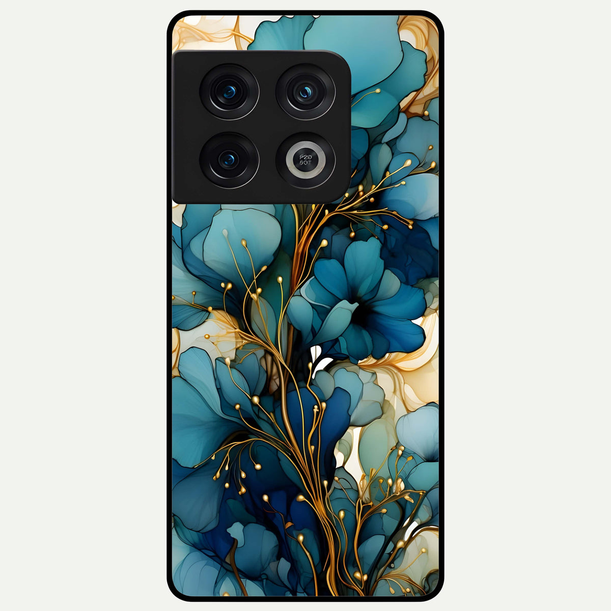  Golden Bloom Symphony Glass Case For OnePlus 10 Pro back cover – full design glossy printed glass finish