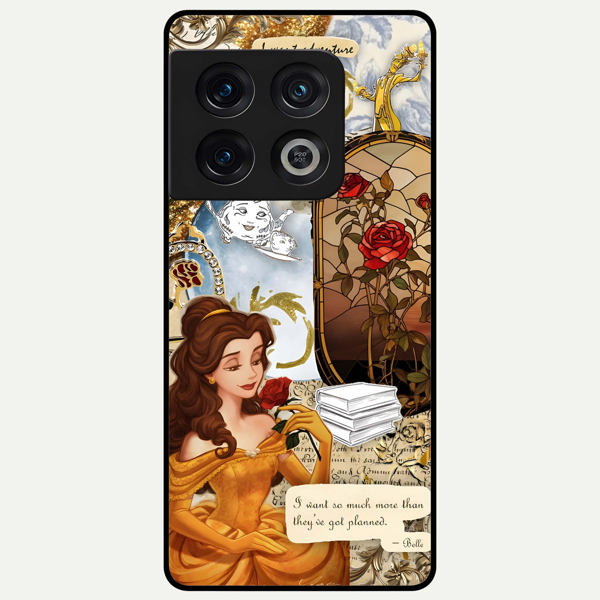  Golden Dream Belle Glass Case For OnePlus 10 Pro back cover – full design glossy printed glass finish