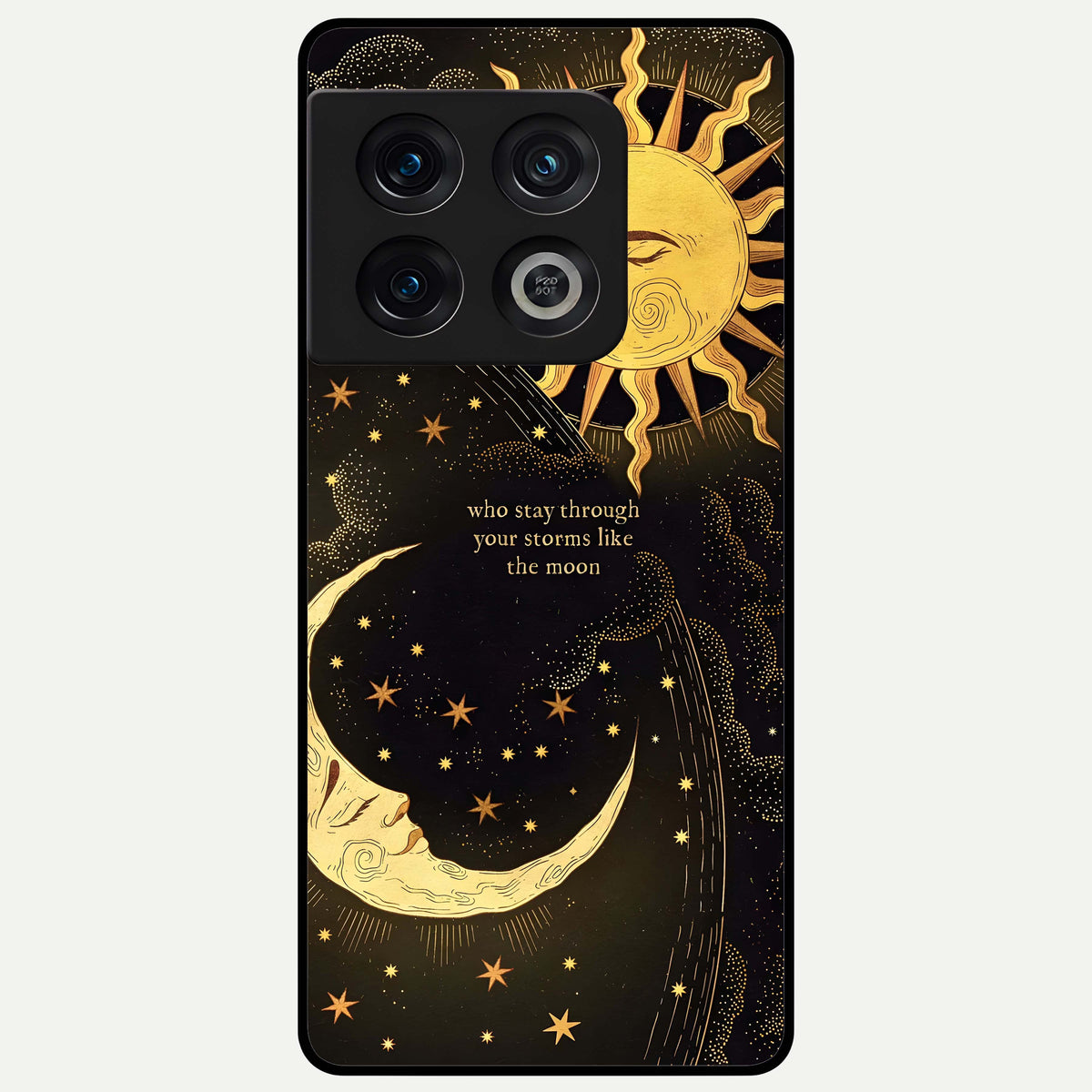  Golden Lunar Love Glass Case For OnePlus 10 Pro back cover – full design glossy printed glass finish