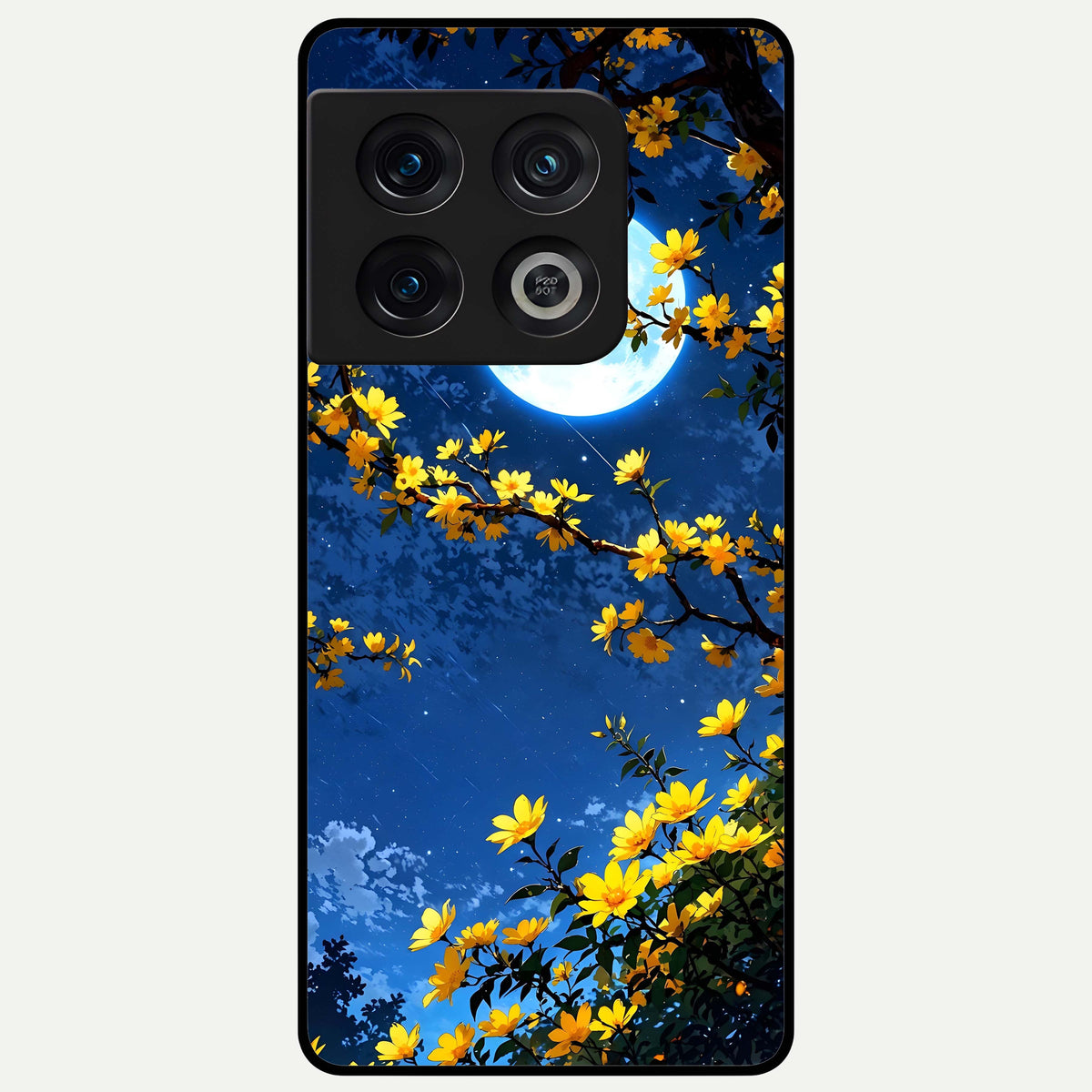  Golden Night Glow Glass Case For OnePlus 10 Pro back cover – full design glossy printed glass finish