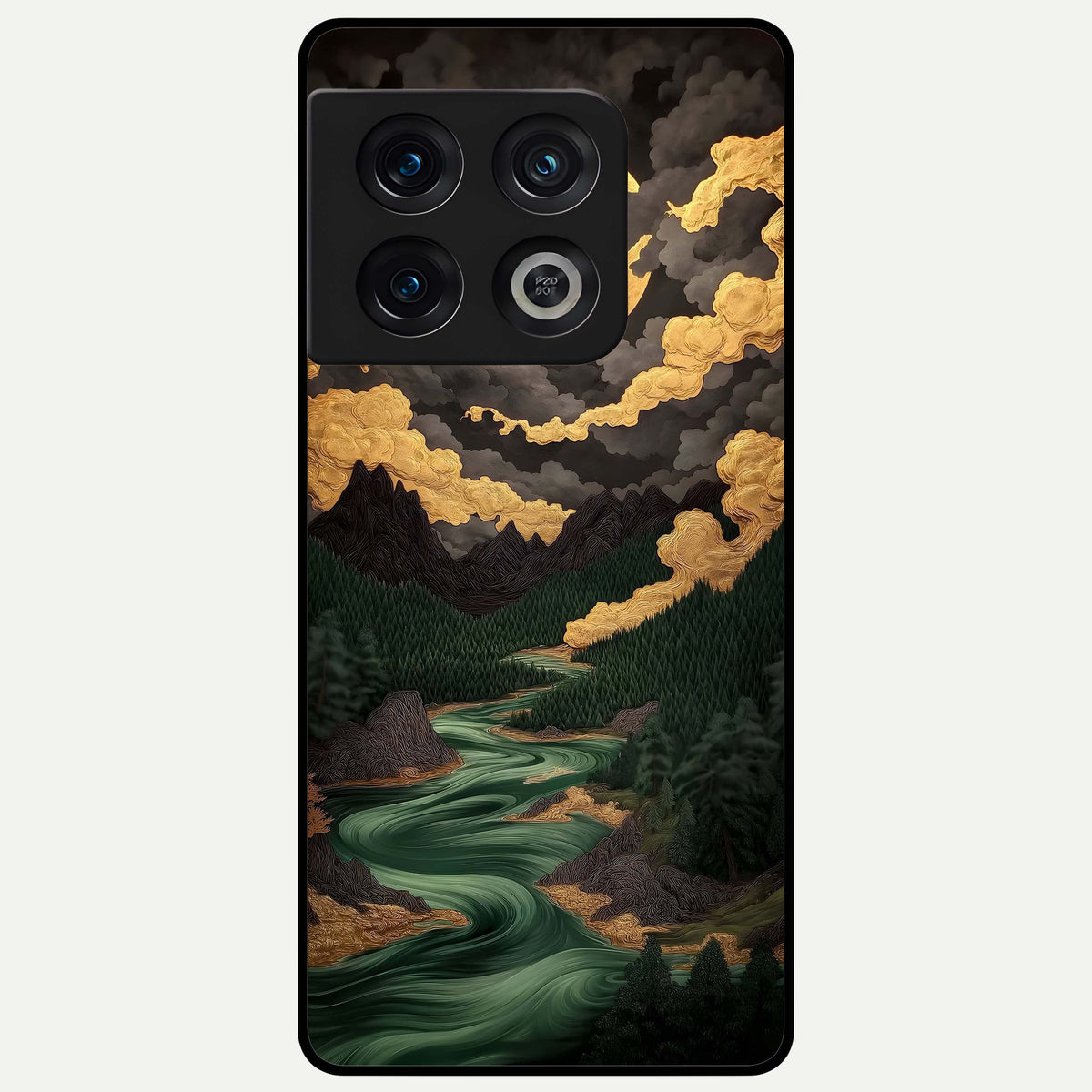  Golden River Moon Glass Case For OnePlus 10 Pro back cover – full design glossy printed glass finish