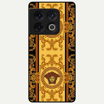  Golden Royal Heritage Glass Case For OnePlus 10 Pro back cover – full design glossy printed glass finish