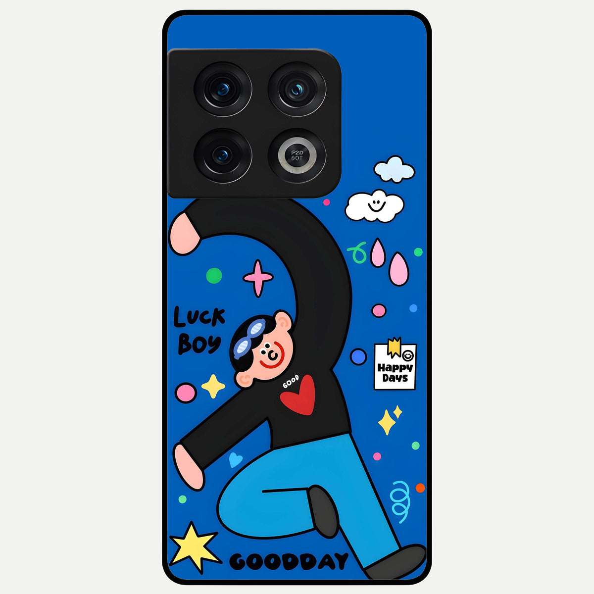  Happy Luck Vibe Glass Case For OnePlus 10 Pro back cover – full design glossy printed glass finish