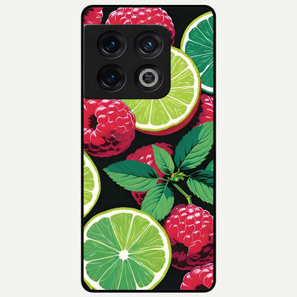  Lime and Raspberry Pattern Glass Case For OnePlus 10 Pro back cover – full design glossy printed glass finish
