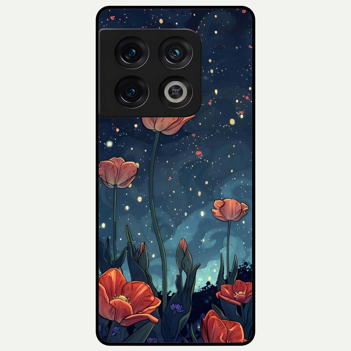  Midnight Tulip Glow Glass Case For OnePlus 10 Pro back cover – full design glossy printed glass finish
