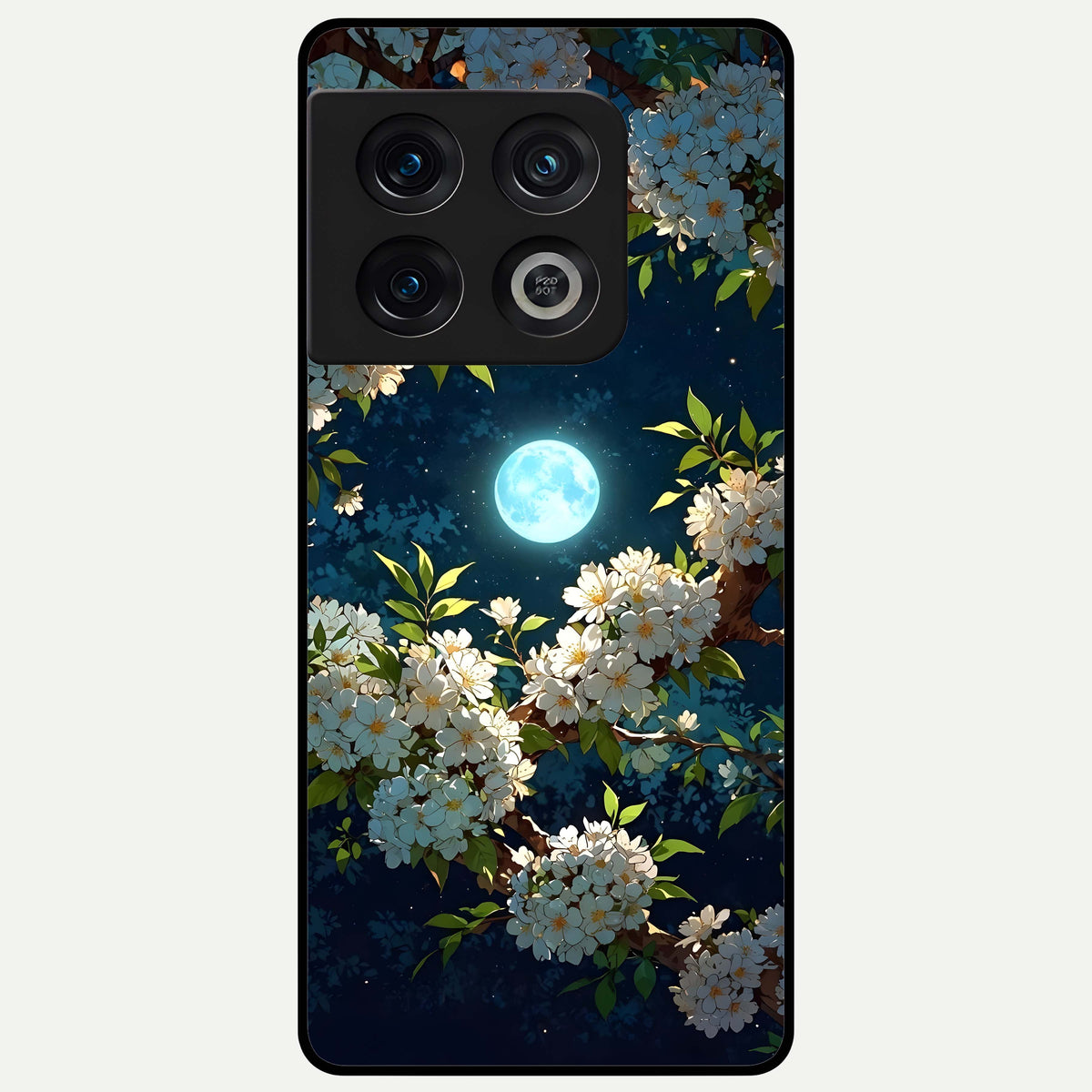  Moonlit Blossom Dream Glass Case For OnePlus 10 Pro back cover – full design glossy printed glass finish