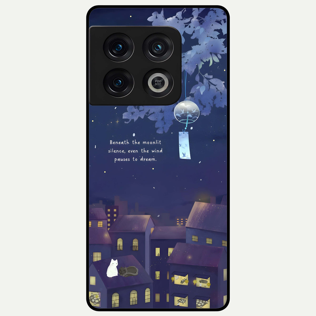  Moonlit Cat Silence Glass Case For OnePlus 10 Pro back cover – full design glossy printed glass finish